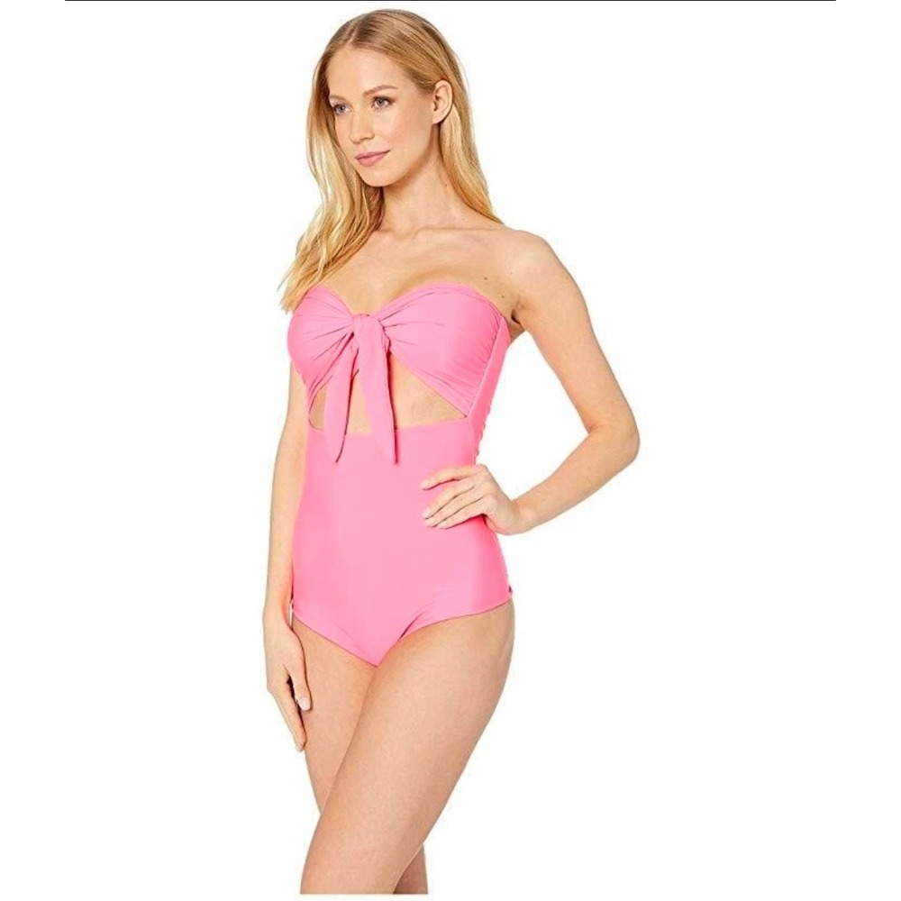 Mikoh Womens Pink Strapless Front Tie Cutout One Piece Swimsuit Large pink New‎